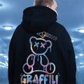 Moletom Masculino com Capuz Estampado de Urso Grafite